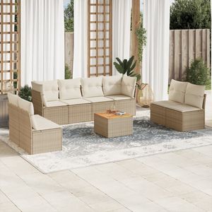 Set Divano da Giardino in Rattan Beige 6 Posti, Arredamento Contemporaneo da Esterno Resistente alle Intemperie - Product Image 3