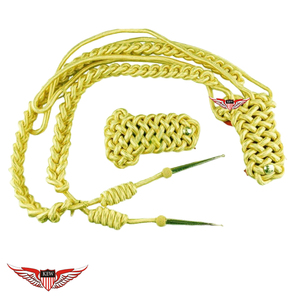 Aiguillette avec épaulettes en Mylar doré, cordons d'épaule dorés, aiguillette torsadée, aiguillette avec pointe métallique - Product Image 1