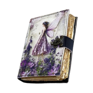 Libro de Sombras de Cuero Hecho a Mano con Flores de Lavanda y Cierre, Diario Mágico Wiccano Pagano - Product Image 1