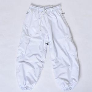 Custom White Waterproof Snowboard <b>Pants</b> With Drawstring Waist Knee Cargo Pockets Air Vents Elastic Bottom And <b>Boot</b> Gaiters - Product Image 1