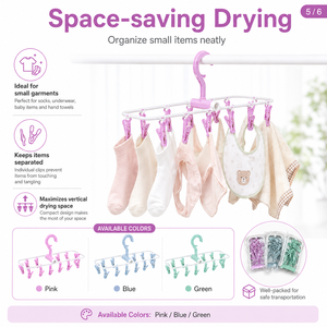 Space Saving Drying Rack Foldable Clothes Airer with Clips <b>Hook</b> Hanging Drying <b>Shelf</b> for Socks Baby Clothes Towels - Product Image 1