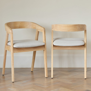 เก้าอี้ทานข้าวไม้เนื้อแข็งสไตล์ญี่ปุ่นสมัยใหม่พร้อมเบาะผ้าหุ้ม - Product Image 4