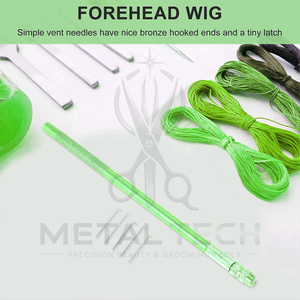 Kit de 5 aiguilles de ventilation en aluminium vert avec micro-aiguilles à crochet en acier – Outils professionnels pour la pose d'extensions capillaires et la fabrication de perruques en dentelle - Product Image 6