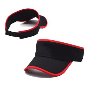 Casquette de sport unisexe noire avec bordure rouge, protection UV, 100% coton, réglable, pour course à pied, tennis, golf, été - Product Image 1