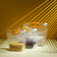 Sac de stockage alimentaire transparent avec bec verseur et poignée, imprimé avec logo personnalisé, idéal pour l'emballage de riz, d'eau et de liquides – Offre Spéciale