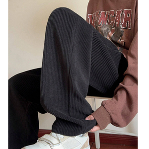 <b>Mens</b> Corduroy Straight Leg Casual <b>Pants</b> Drawstring Waist Wide Leg Trousers for Fall Winter <b>Lounge</b> Wear - Product Image 6