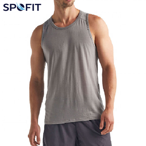 100% cotton <b>Mens</b> Gym Tank Top Sleeveless Workout <b>Vest</b> Quick Dry Fitness <b>Stringer</b> Bodybuilding Training Singlet OEM Private - Product Image 4