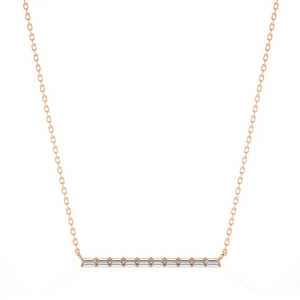 Collar de Barra con Diamante Cultivado en Laboratorio Certificado por IGI de 0.40 CTW, Oro Amarillo de 10K con Baño de Rodio, Minimalista, Elegante y Moderno para Mujer - Product Image 4