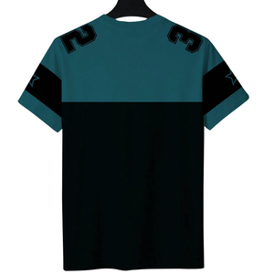 Mens Teal Black Sublimation Sports T <b>Shirt</b> Short Sleeve Quick Dry Breathable <b>100</b>% <b>Polyester</b> Regular Fit Athletic Gym Running - Product Image 2