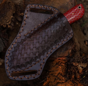 Cuchillo de hoja fija de acero raspado de 8 pulgadas hecho a mano, grado industrial, punta caída, con funda de cuero para madera, OEM, espiga completa, para bushcraft y caza - Product Image 4