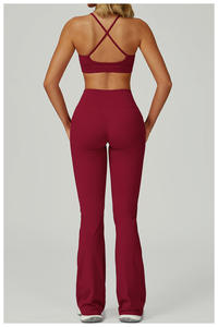 Ensemble de yoga et de sport 2 pièces pour femme : Crop top à manches longues, leggings d'entraînement et brassière de sport - Product Image 3