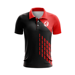 Maillot de cricket pour homme noir et rouge à sublimation, polo à manches courtes, chemise de sport, tenue de match athlétique, uniforme d'équipe, vêtements d'entraînement - Product Image 1