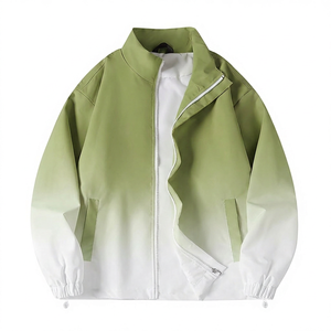<b>Men</b> Gradient Color Racer <b>Jacket</b> Stand Collar Zipper Closure Sporty Style Polyester <b>Lightweight</b> Spring Wear - Product Image 3