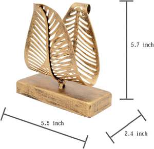 Porta Servilletas Moderno de Metal Dorado con Diseño de Hojas para Mesa – Soporte Decorativo para Servilletas para Mesa de Comedor y Cocina - Product Image 2