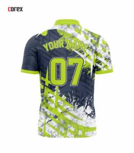 เสื้อเจอร์ซีย์โบว์ลิ่งสีเขียวนีออนสำหรับผู้ชาย ปรับแต่งได้ พร้อมพิมพ์ชื่อทีมและหมายเลขด้วยเทคนิคฮีททรานเฟอร์ ระบายอากาศได้ดี แห้งเร็ว กางเกงกีฬาขาสั้น - Product Image 2