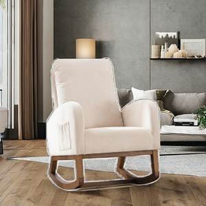 Modern Leisure Home Life Upholstered Reclining Rocking Sofa Chair with Wood Frame for Living Room and Home Office - Product Image 4