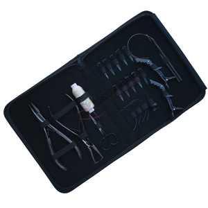 Black Hair <b>Extension</b> tools Installation Set 7 Inch Flat <b>Bead</b> Crimper Professional <b>Extension</b> Pliers Hook Loop and Styling Clips - Product Image 1