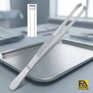 Pinces à tissus Najmmy Lerche 5x6 dents, instrument chirurgical pour chirurgie générale, certifié CE Classe I, manuel - Product Image 4