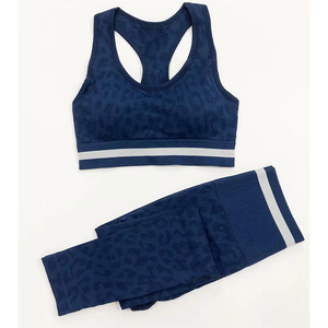 OEM Women Yoga Set Custom Gym Wear Fitness Clothing Yoga Set Ribbed <b>Seamless</b> <b>Leggings</b> Sports Bra Workout Set - Product Image 1