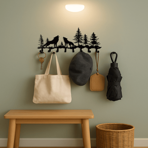 Wolf Key Holder <b>Wall</b> Mount Rustic 8 <b>Hook</b> Coat <b>Rack</b> for Keys Hats Scarves-Entryway Organizer for Hallway Bedroom Bath - Product Image 4