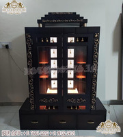 OM Design Pooja Mandir Storage, Magnifique meuble de rangement en bois de teck, artisanal, moderne, de luxe, taille personnalisable, décoration professionnelle et tendance SEA