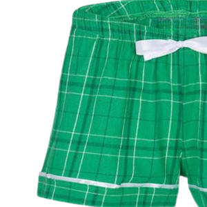Shorts de pyjama en flanelle à carreaux verts AKA pour femmes, shorts de détente doux avec broderie AKA rose, vert, blanc, rose - Product Image 2