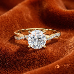 แหวนมอสซาไนต์ทรงกลมชุบทอง 14K ดีไซน์หรูหราสำหรับเจ้าสาว ใช้เป็นเครื่องประดับสัญญาสำหรับผู้หญิง สวมใส่ได้ทุกวัน เป็นของขวัญ สไตล์อเมริกัน สวยสง่า คลาสสิก รุ่นใหม่ - Product Image 1