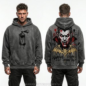 Sweat à capuche graphique Dark Aesthetic Angel pour homme, personnalisé, effet délavé vintage, streetwear, coupe oversize, en molleton de coton, style gothique - Product Image 5