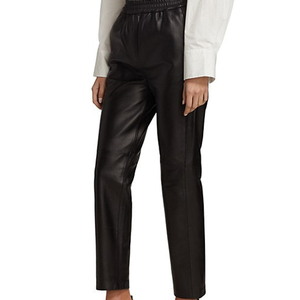 <b>Women</b> <b>Cropped</b> Faux Leather Pants High <b>Waist</b> Soft PU Fashion Ankle Length Casual <b>Trousers</b> Custom OEM ODM Wholesale Manufacturing - Product Image 3