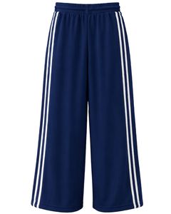 Manufacturer <b>Navy</b> <b>Blue</b> <b>Wide</b> <b>Leg</b> Track Pants With White Triple Side Stripes Women Casual Loose Fit Drawstring Streetwear <b>Trousers</b> - Product Image 2