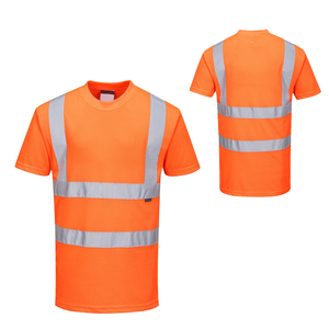 Hi Visibility <b>Orange</b> Reflective Safety Breathable Short Sleeve Workwear T-Shirt Men's Casual Uniform Summer Wear - Product Image 1