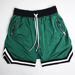 Shorts de basketball en mesh pour hommes, couleur unie, séchage rapide, respirant, avec poches latérales zippées, cordon de serrage, vêtements de sport décontractés - Product Image 3