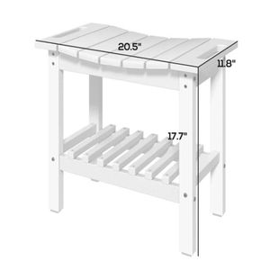 <b>White</b> Storage Shower Bench <b>Small</b> Side <b>Table</b> Dual-Purpose Coffee <b>Table</b> for Patio Use - Product Image 5