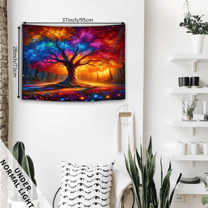 Grande tapisserie magique lumineuse Arbre de Vie en tissu fluorescent pour la décoration intérieure des salons et des dortoirs - Product Image 2
