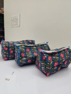Bolsa de Almacenamiento Pequeña, Linda Bolsa de Maquillaje para Llevar en la Mano, Bolsa de Algodón Puro con Estampado a Mano, Bolsa de Maquillaje Portátil - Product Image 1