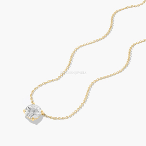 Collier pendentif solitaire en diamant de laboratoire taille brillant rond certifié IGI, or 14 carats, 4 griffes, diamant flottant - Product Image 2