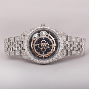 Montre en diamant moissanite sur mesure pour homme, luxe, entièrement sertie de pierres - Product Image 1