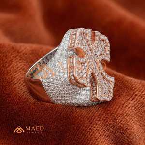 Rose Gold Cross Baguette Moissanite <b>Ring</b> <b>for</b> <b>Men</b> Hip Hop Iced Out Luxury Statement Jewelry Gift Design - Product Image 2