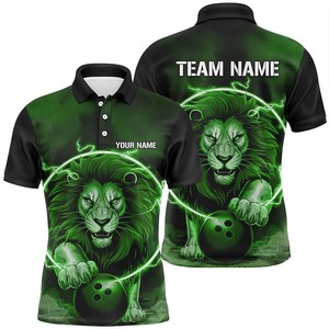 เสื้อโบว์ลิ่งแบบสั่งทำพิเศษ พิมพ์ลายแบบ Sublimation เสื้อทีมชาย แขนสั้น คอปก ผ้าโพลีเอสเตอร์ผสมคอตตอน ทอแบบลำลอง - Product Image 3
