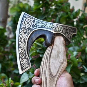 oem custom design hatchet Wooden handle splitting <b>axe</b> Handcrafted firewood hatchet Premium <b>wood</b> splitting tool - Product Image 3