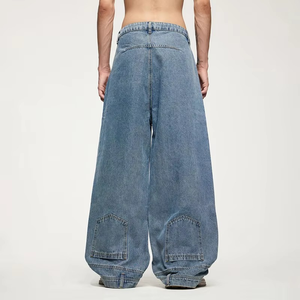 Pantalones Cargo Rectos de Mezclilla para Hombre, Estilo Hip Hop, Cintura Alta, Color Sólido, Verano/Invierno, Lavados, Cómodos, Casuales, Streetwear, ODM - Product Image 1
