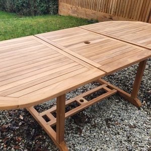 Luxury Teak Outdoor <b>Dining</b> Set with Large Patio Umbrella Modern Garden Furniture for Villa Terrace Backyard - Product Image 2