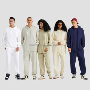 Sudaderas con capucha de gran tamaño de algodón en blanco liso de alta calidad Unisex Heavyweight Terry Drop Shoulder Sudaderas con capucha y sudaderas personalizadas para hombres - Product Image 2