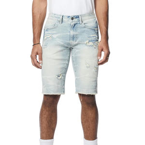 Shorts en jean pour hommes, style streetwear, avec impression de logo personnalisé du fabricant, prix de gros et personnalisation. - Product Image 6