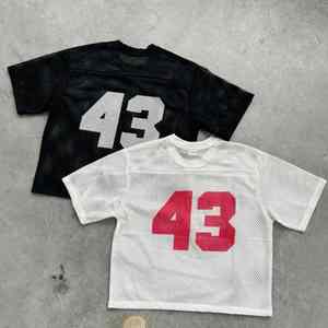 Camiseta Deportiva Personalizada Estilo Urbano Vintage para Hombre, Retro, de Fútbol, Baloncesto, Malla, Corte Cuadrado, Camiseta de Fútbol con Cuello en V para Hombre - Product Image 2