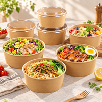 Assiettes et bols en papier de riz jetables personnalisés de 30 oz et 32 oz, grands contenants d'emballage alimentaire de qualité alimentaire pour la restauration à emporter