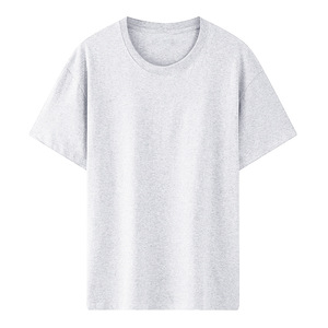 Camiseta de cuello redondo y hombros caídos de algodón puro, de color liso, holgada, para hombre y mujer, de 190g, con diseño de logotipo personalizado OEM. - Product Image 4