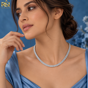 Collar de tenis de diamantes cultivados en laboratorio con corte escalonado |   Collar Estilo Esmeralda en Oro Sólido de 9K, 14K y 18K, Colección de Joyería Fina para Regalo - Product Image 2