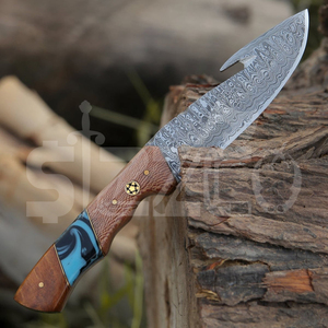 Cuchillo de Caza de Acero de Damasco Hecho a Mano Personalizado OEM, Cuchillo EDC de Hoja Fija para Camping y Actividades al Aire Libre con Funda de Cuero, Regalo - Product Image 2