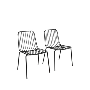 Silla de Comedor Moderna con Respaldo de Listones Metálicos Negros, Minimalista, Ligera, Apilable, para Exteriores, Villas, Apartamentos - Product Image 1